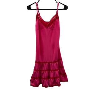 Victoria's Secret Sexy Little Things Barbie Hot Pink Lace Tiered Slip Dress Sz M